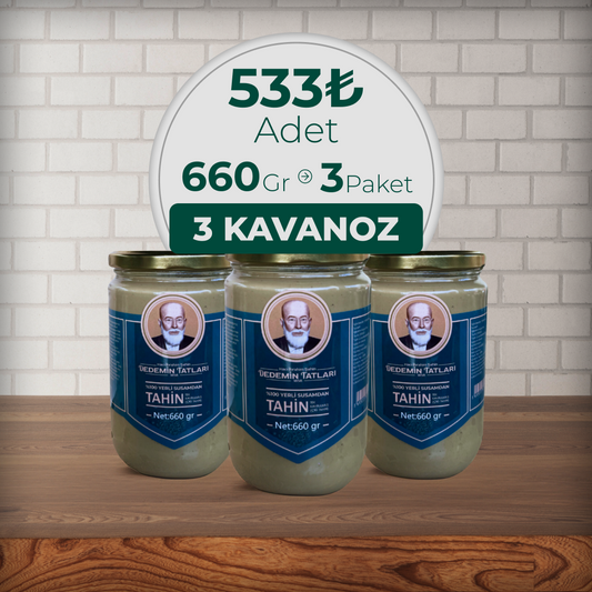 %100 Yerli Susamdan Organik Çiğ Tahin - 660gr 3'lü Paket